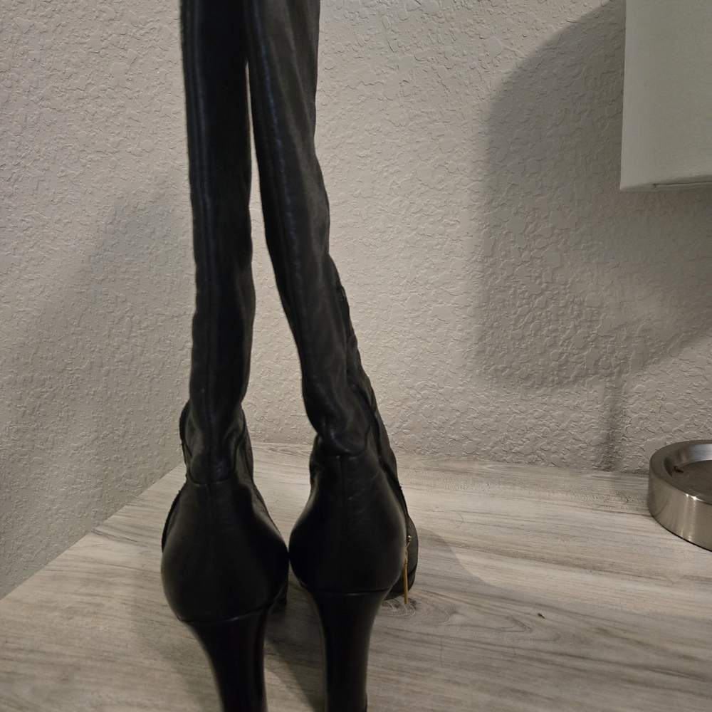 Prada Black Over the Knee Leather Boots - Picture 4 of 7